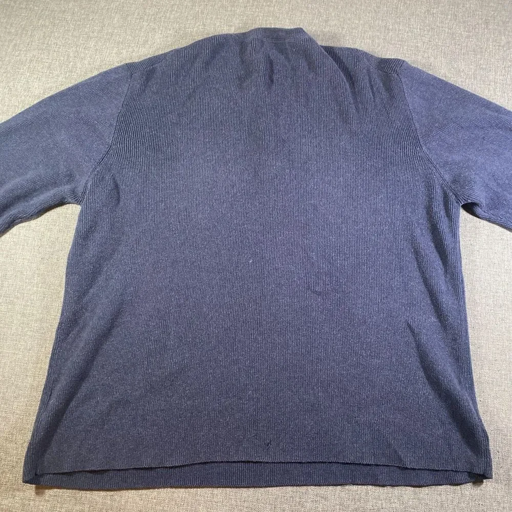 J Crew Waffle‎ Knit Henley Sweatshirt Mens Size 2XL Blue Heavyweight Knit